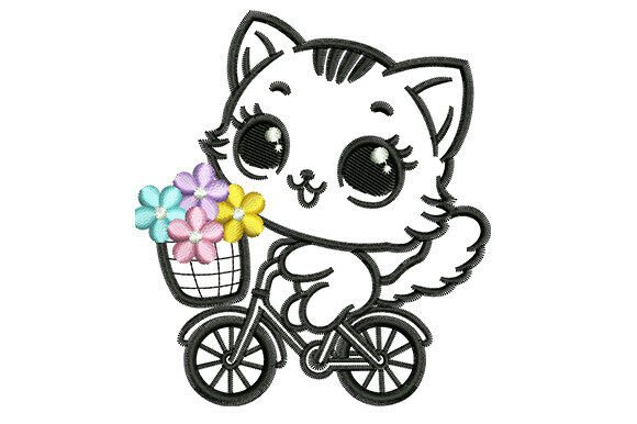 Cute Cat on Bicycle Embroidery Design Review