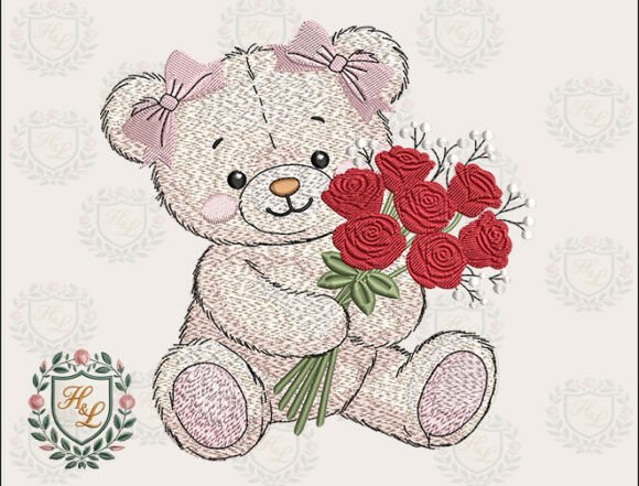 Girly Bear Rose Embroidery Files Review